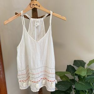 Lou & grey white tank with tassels